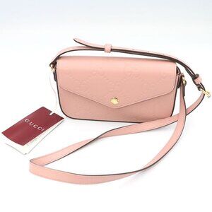 Gucci Pink Leather GG Super Mini Shoulder Bag